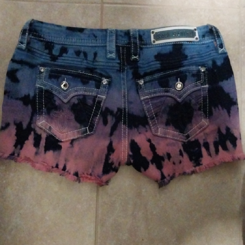 Rock Revival Ombre Blue Pink Jean Shorts